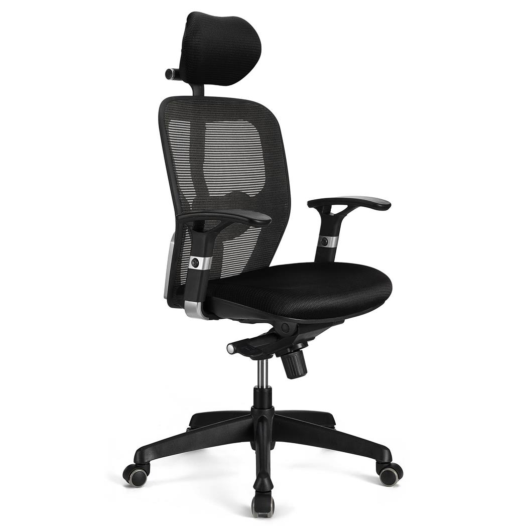Ergonomischer Bürostuhl FELIX PRO, verstellbare Lordosenstütze, für die 8h-Nutzung, Farbe Schwarz