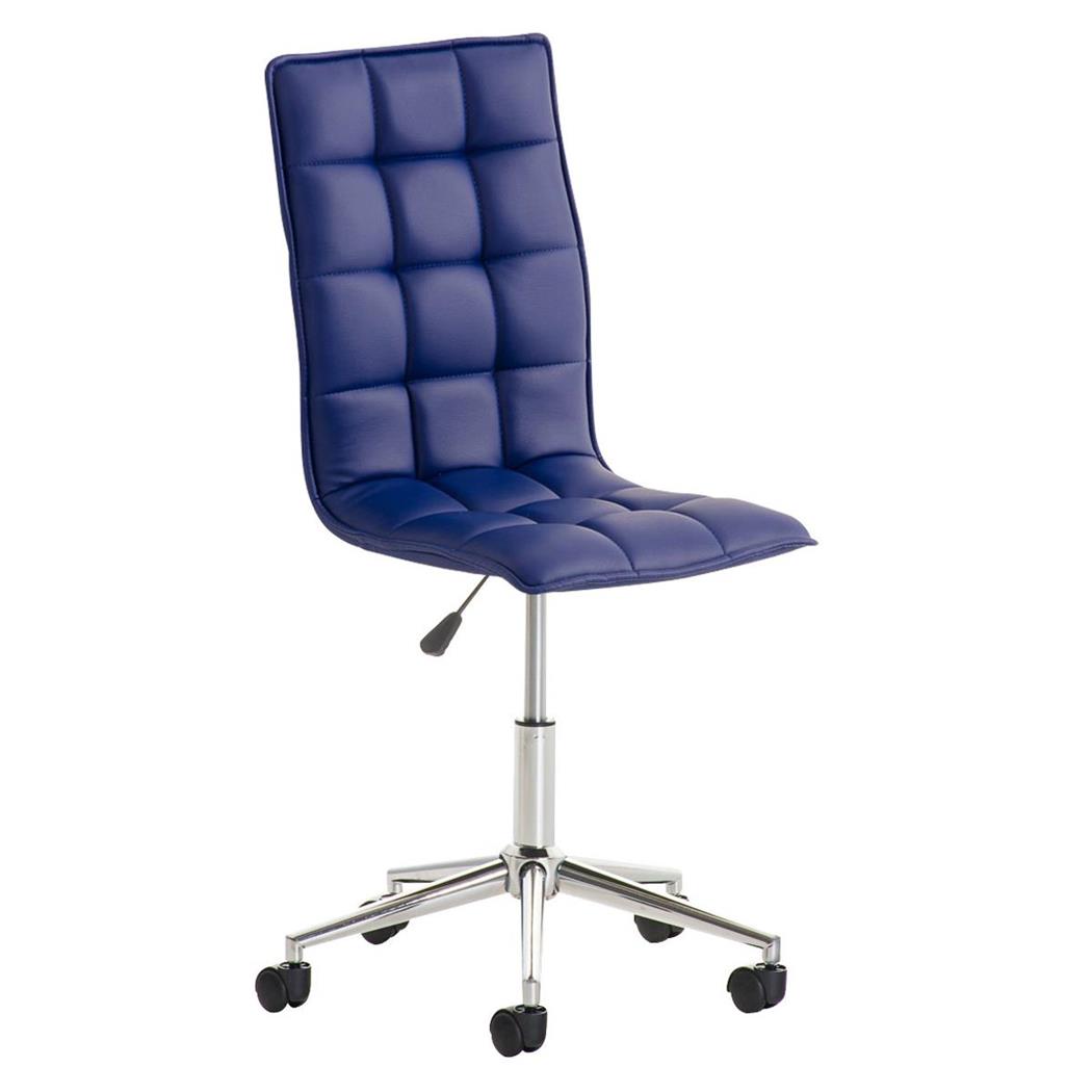 Bürostuhl BULGARI, elegantes Design, höhenverstellbar, Metallfußkreuz, Lederbezug, Farbe Blau