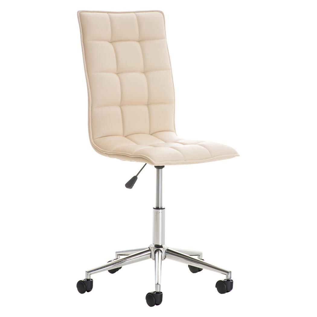 Bürostuhl BULGARI, elegantes Design, höhenverstellbar, Metallfußkreuz, Lederbezug, Farbe Beige