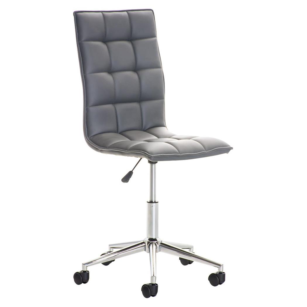 Bürostuhl BULGARI, elegantes Design, höhenverstellbar, Metallfußkreuz, Lederbezug, Farbe Grau