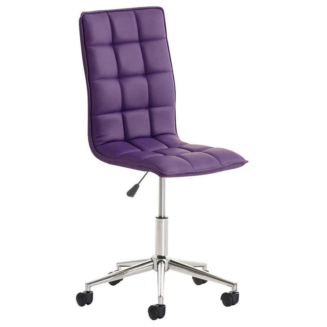 Bürostuhl BULGARI, elegantes Design, höhenverstellbar, Metallfußkreuz, Lederbezug, Farbe Lila