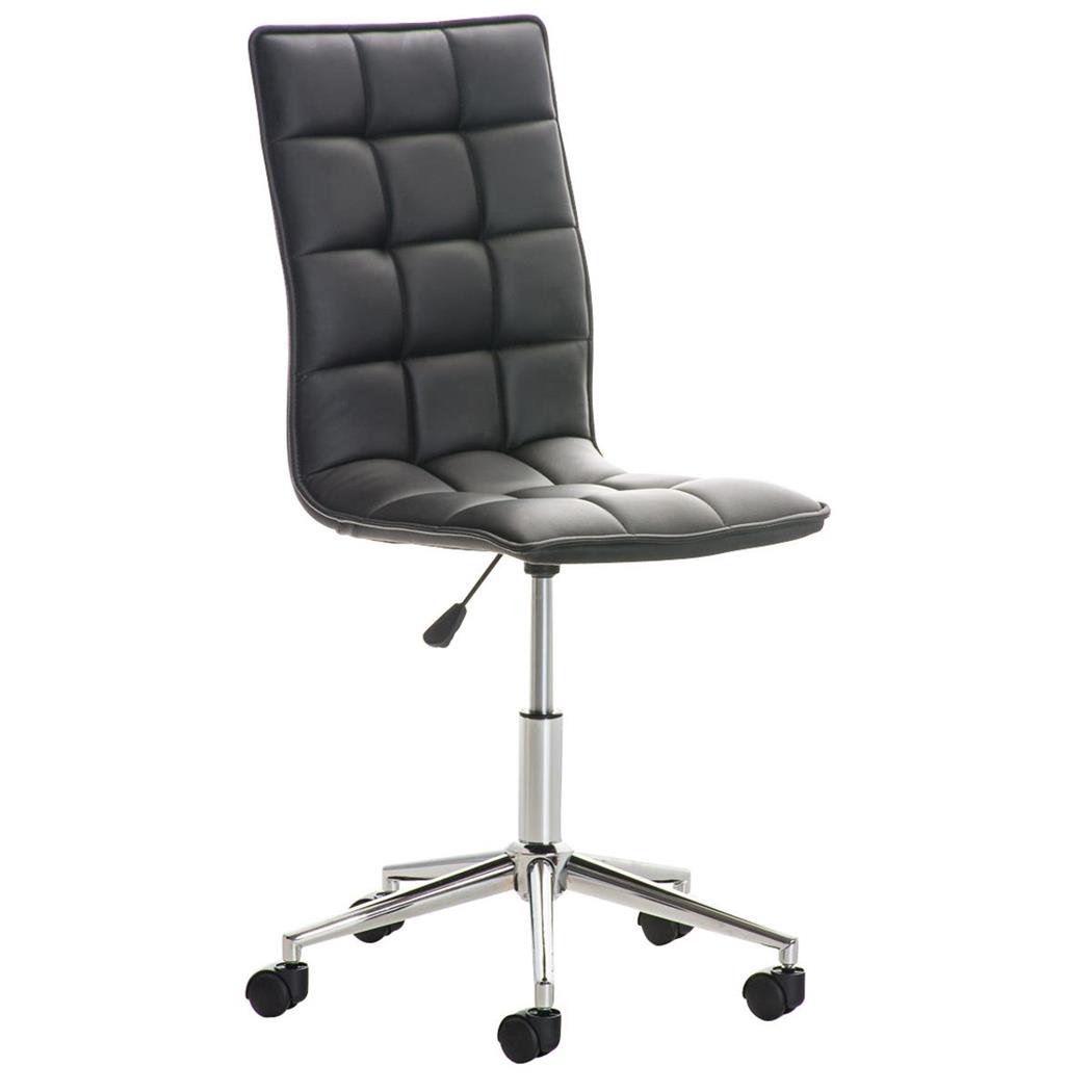 Bürostuhl BULGARI, elegantes Design, höhenverstellbar, Metallfußkreuz, Lederbezug, Farbe Schwarz