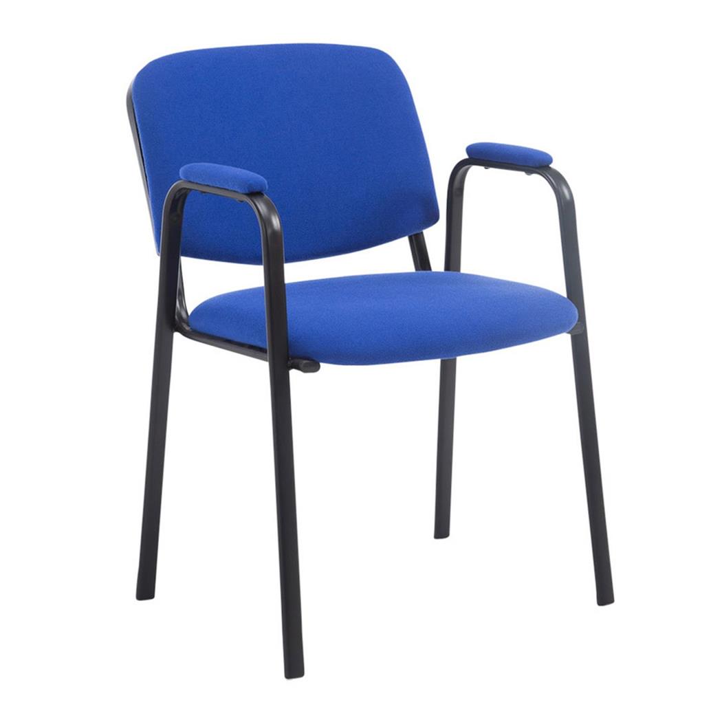 Konferenzstuhl MOBY STOFF mit Armlehnen, bequem und praktisch, schwarzes Gestell, Farbe Blau
