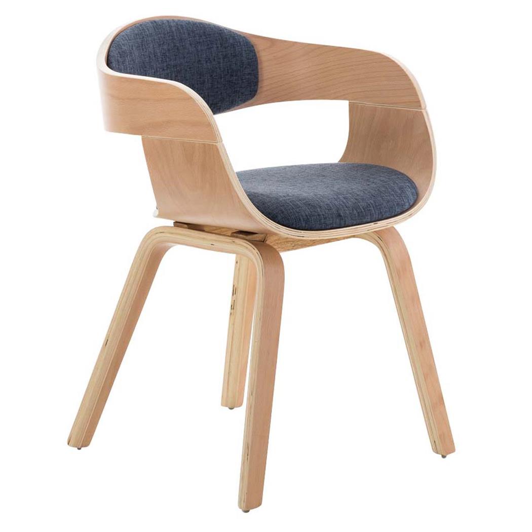 Besucherstuhl BUTAN STOFF, exklusives Design, Holzgestell in Buchenfarben, Farbe Blau