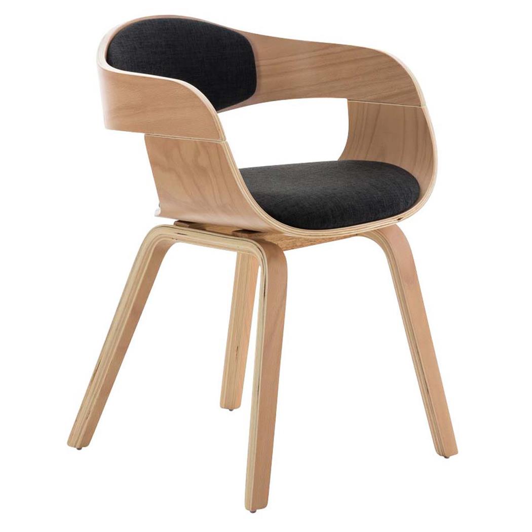 Besucherstuhl BUTAN STOFF, exklusives Design, Holzgestell in Buchenfarben, Farbe Dunkelgrau