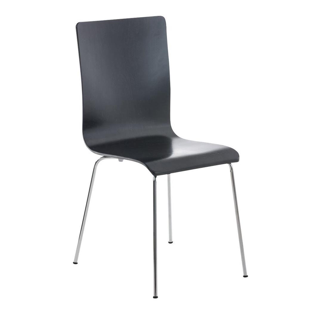 Besucherstuhl PAUL, Stuhlbeine aus Metall, Sitz und Rückenlehne aus Holz, Farbe Schwarz