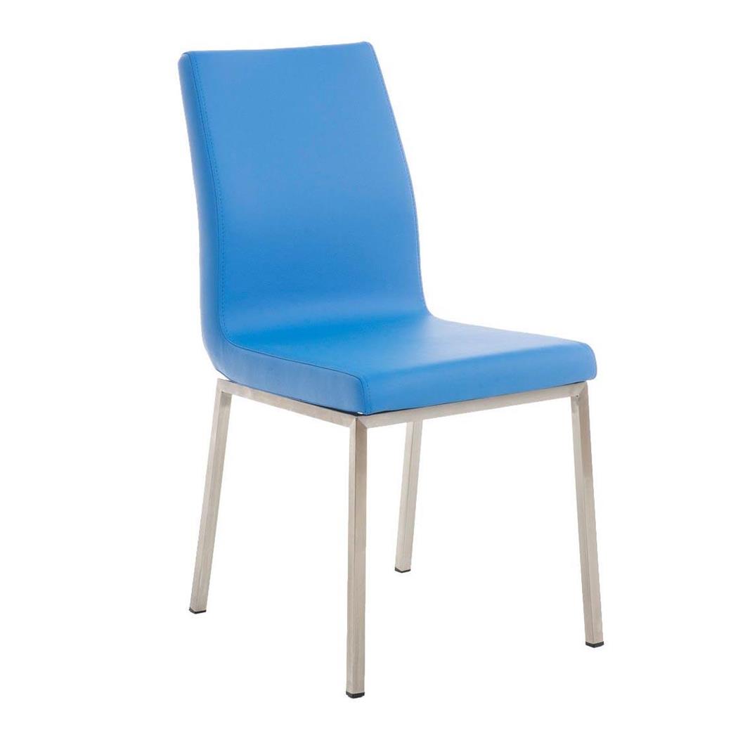 Besucherstuhl COLOMO, dicke Polsterung, Lederbezug, Farbe Blau
