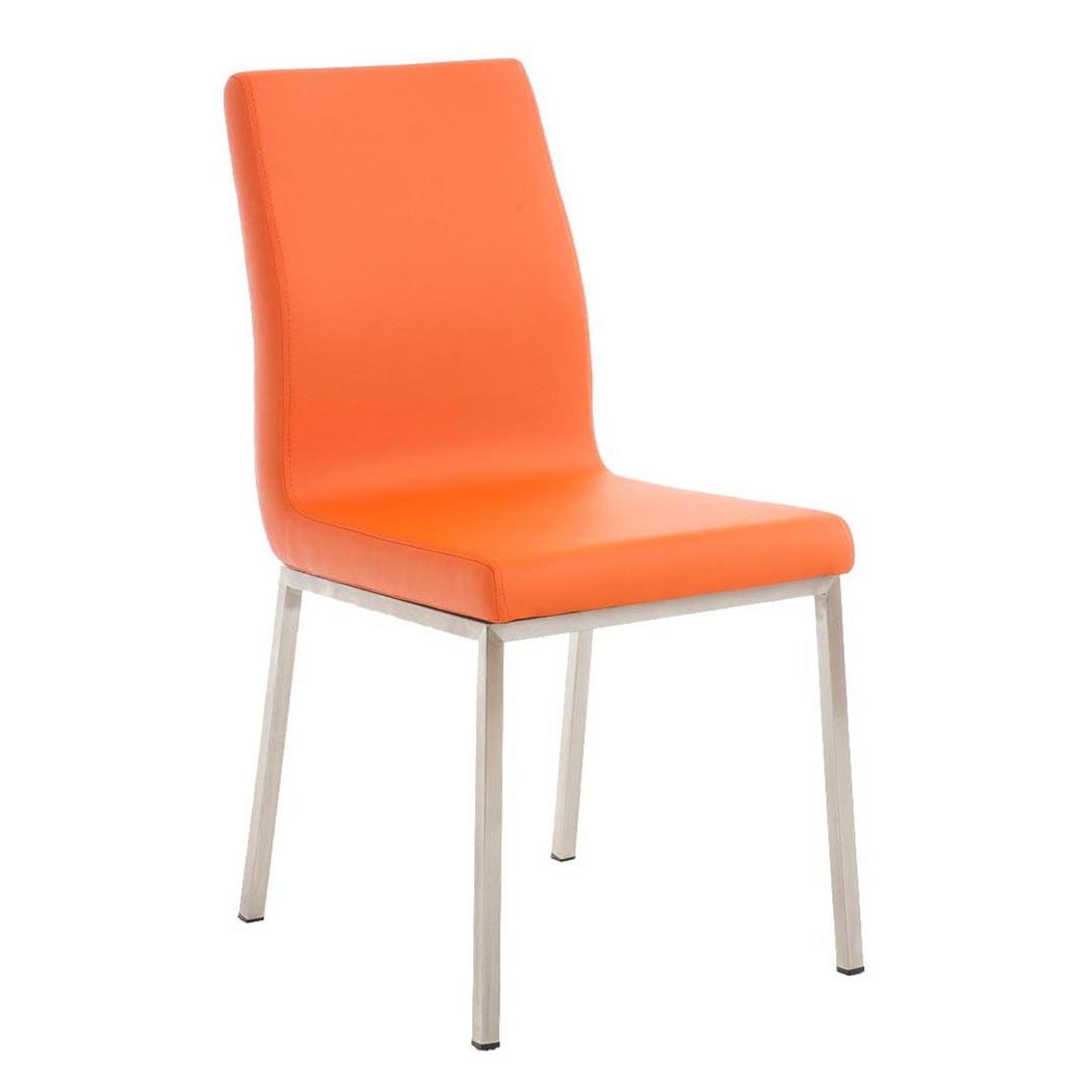 Besucherstuhl COLOMO, dicke Polsterung, Lederbezug, Farbe Orange