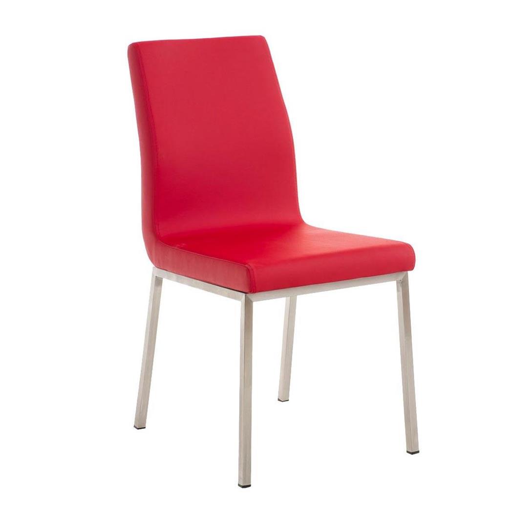 Besucherstuhl COLOMO, dicke Polsterung, Lederbezug, Farbe Rot