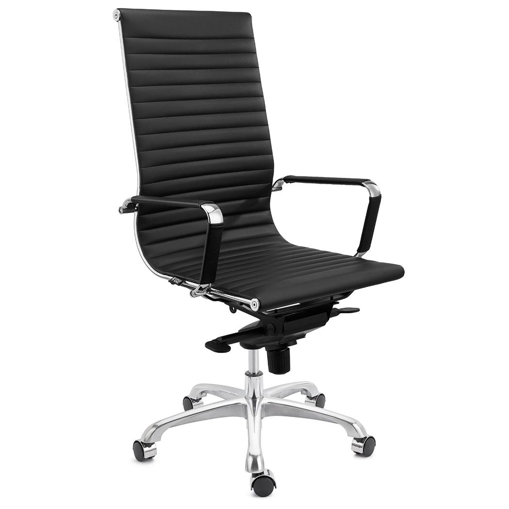Bürostuhl DORIS, verchromtes Metallgestell, elegante Fertigung in Ökoleder, Farbe Schwarz