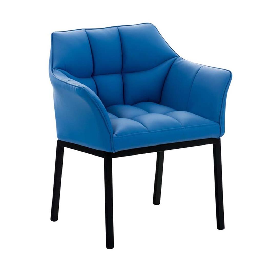 Besucherstuhl OCTAVIUS LEDER, Metallgestell in Schwarz, dicke Polsterung, Farbe Blau