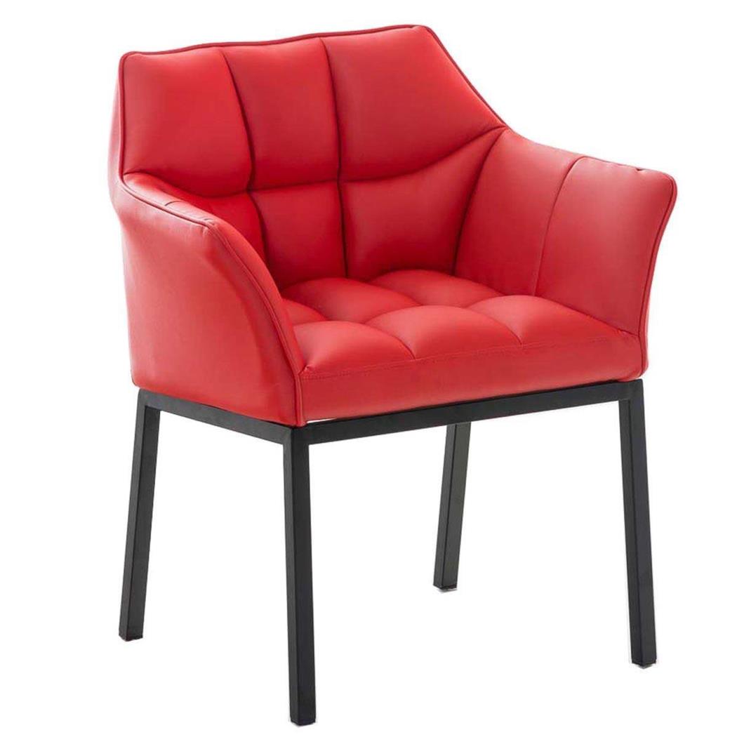Besucherstuhl OCTAVIUS LEDER, Metallgestell in Schwarz, dicke Polsterung, Farbe Rot