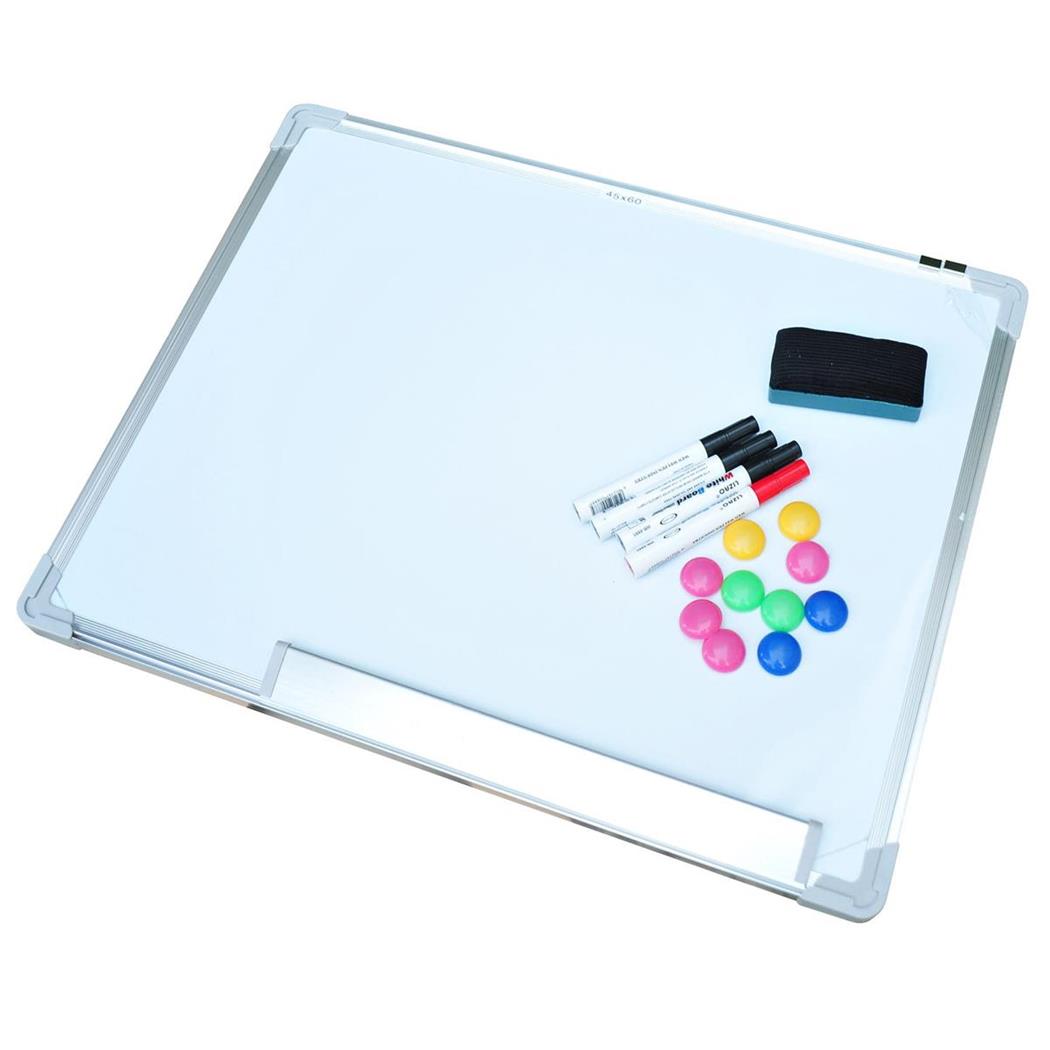 Whiteboard PALMIRA, 45x60 cm, Magnettafel mit 10 Magneten, 1 Schwamm und 4 Markern