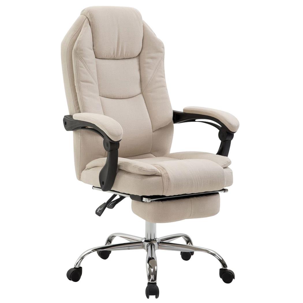 Chefsessel KASTI STOFF, ausziehbare Fußablage, dicke Polsterung, Farbe Beige