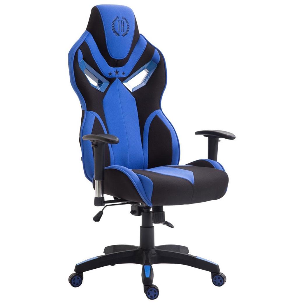 Bürostuhl HAMIL STOFF, ergonomisches Design, Farbe Schwarz / Blau