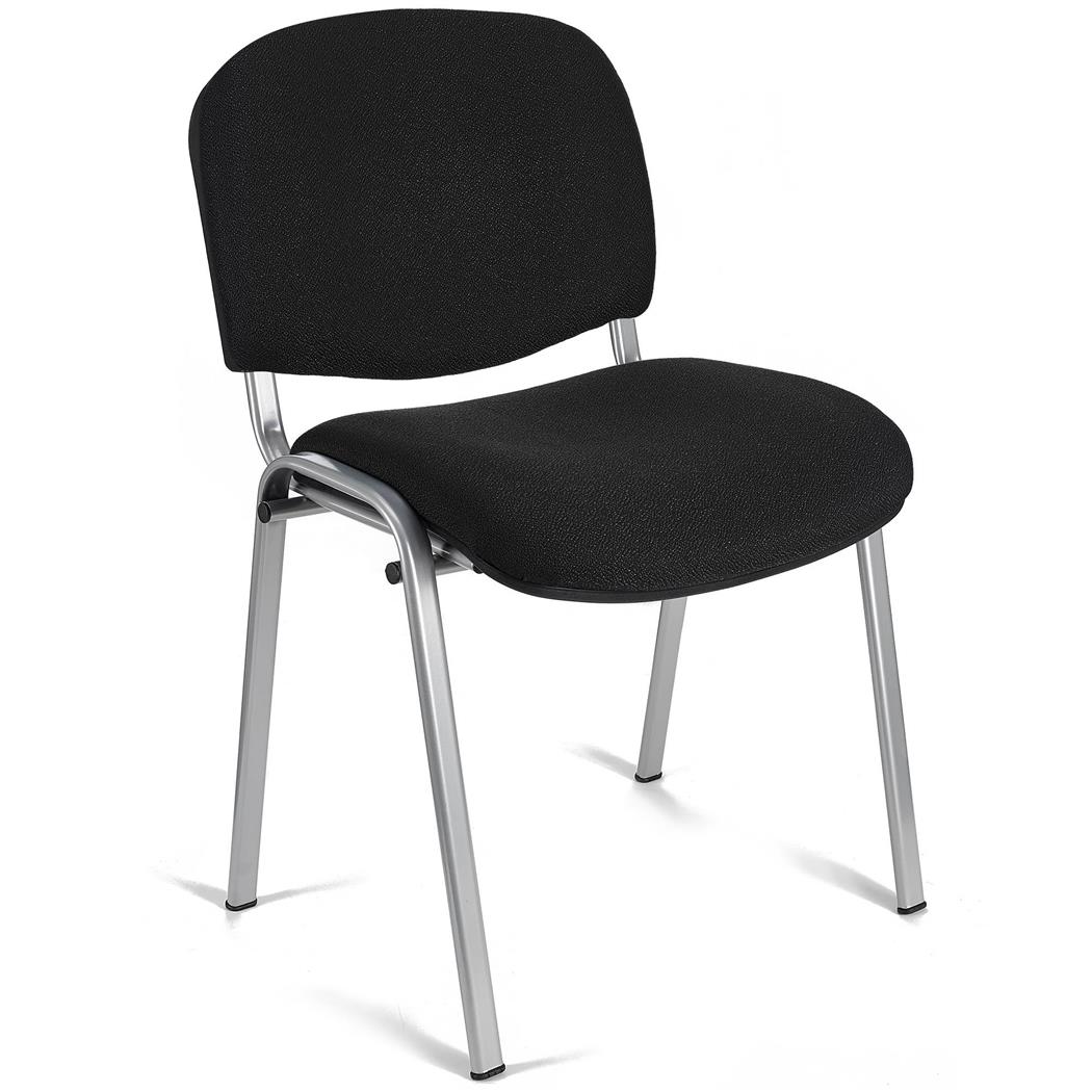 Konferenzstuhl MOBY BASE STOFF mit grauen Stuhlbeinen, bequem und praktisch, stapelbar, Farbe Schwarz