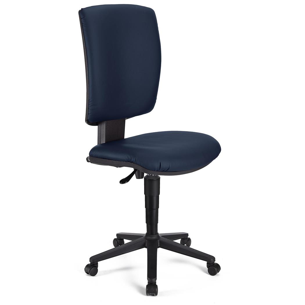 Bürostuhl ATLAS OHNE ARMLEHNEN LEDER, verstellbare Rückenlehne, dicke Polsterung, Farbe Dunkelblau