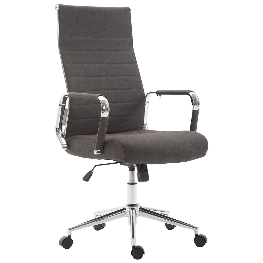 Bürosessel KOLMU STOFF, Metallgestell, elegantes Design mit Quersteppung, Farbe Grau