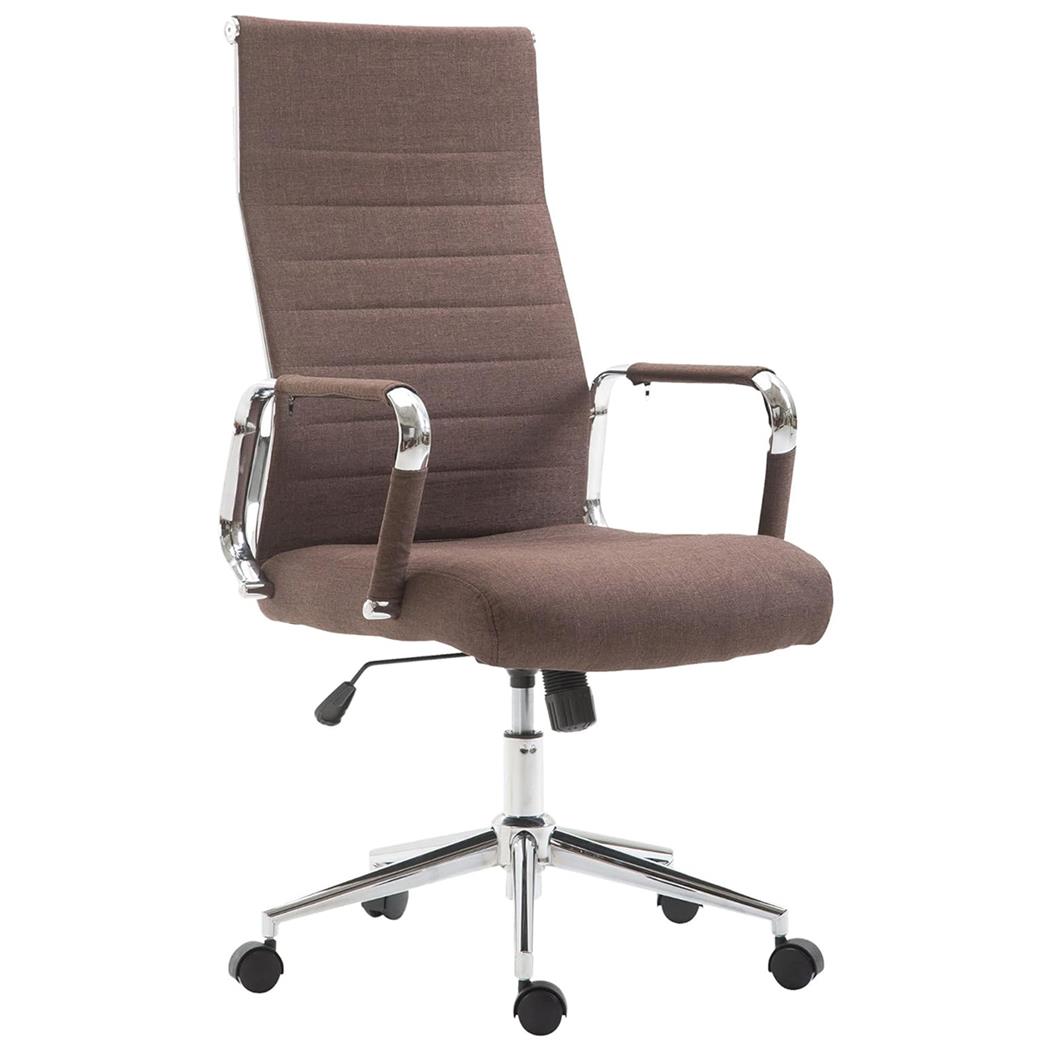 Bürosessel KOLMU STOFF, Metallgestell, elegantes Design mit Quersteppung, Farbe Braun