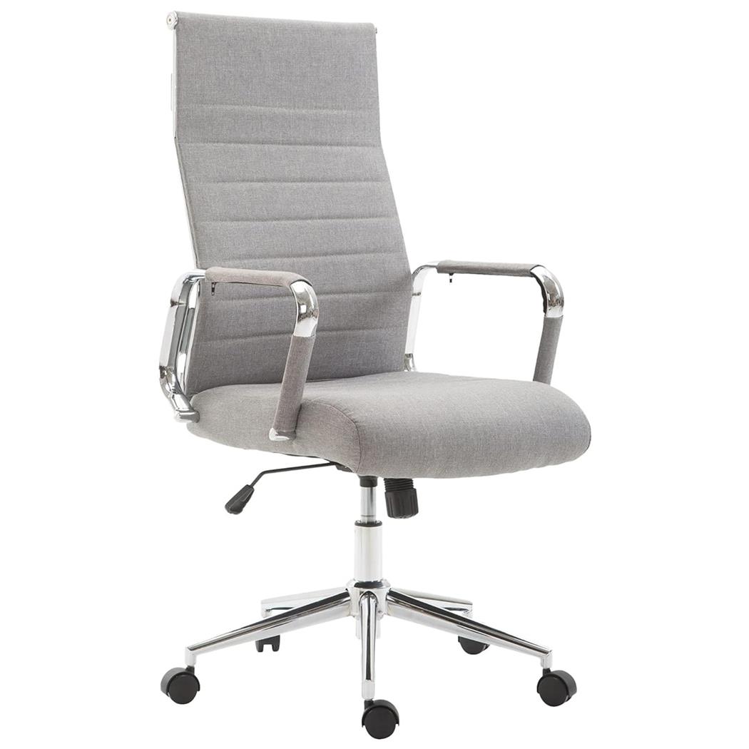 Bürosessel KOLMU STOFF, Metallgestell, elegantes Design mit Quersteppung, Farbe Hellgrau