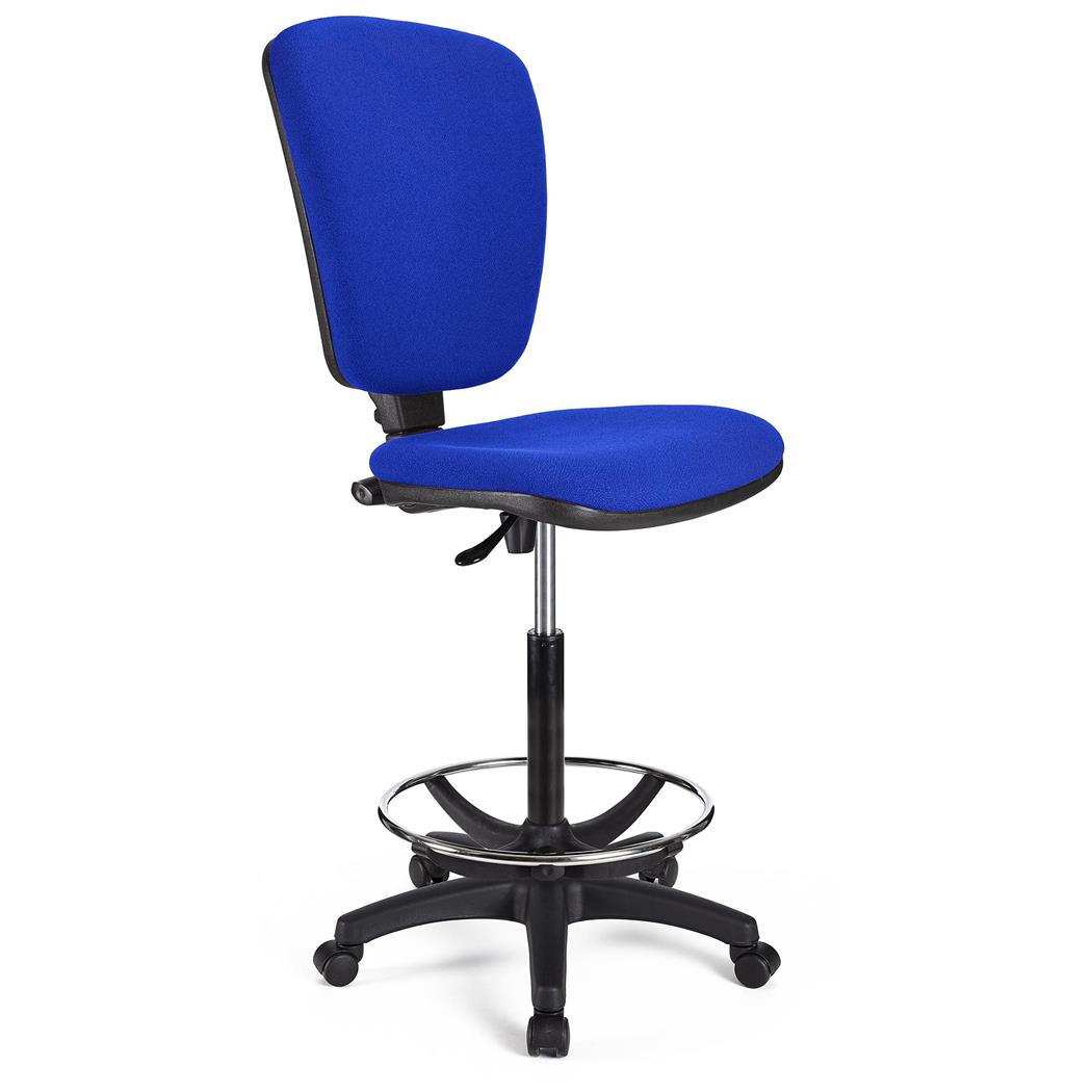 Arbeitshocker KALIPSO OHNE ARMLEHNEN, verstellbare Rückenlehne, dicke Polsterung, Stoffbezug, Farbe Blau