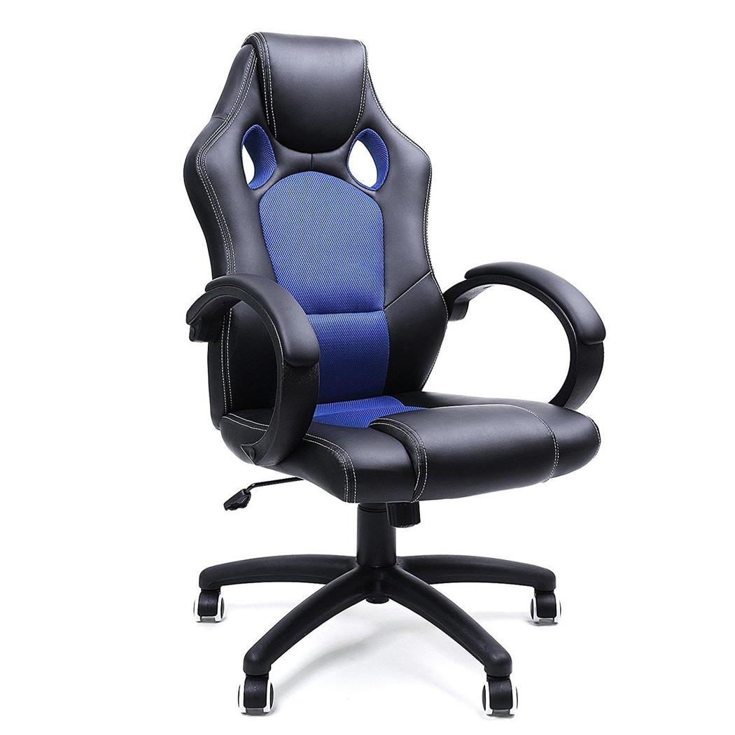 Gaming-Stuhl ARTY, dick gepolstert, sportliches Design, sichtbare Nähte, Kunstleder, Farbe Blau