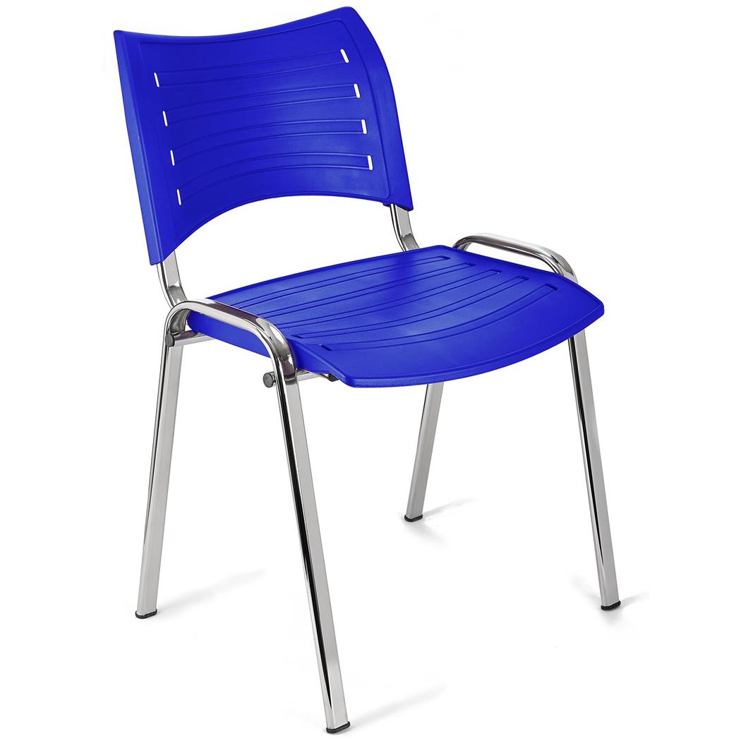 Besucherstuhl ELVA C, stapelbar und sehr praktisch, verchromte Stuhlbeine, Farbe Blau
