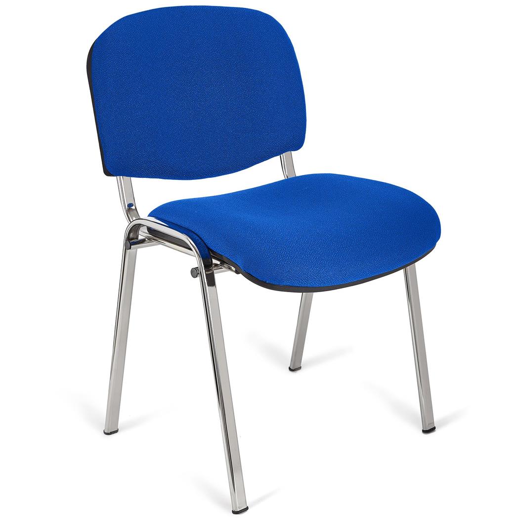 Konferenzstuhl MOBY BASE STOFF mit verchromten Stuhlbeinen, bequem und praktisch, stapelbar, Farbe Blau