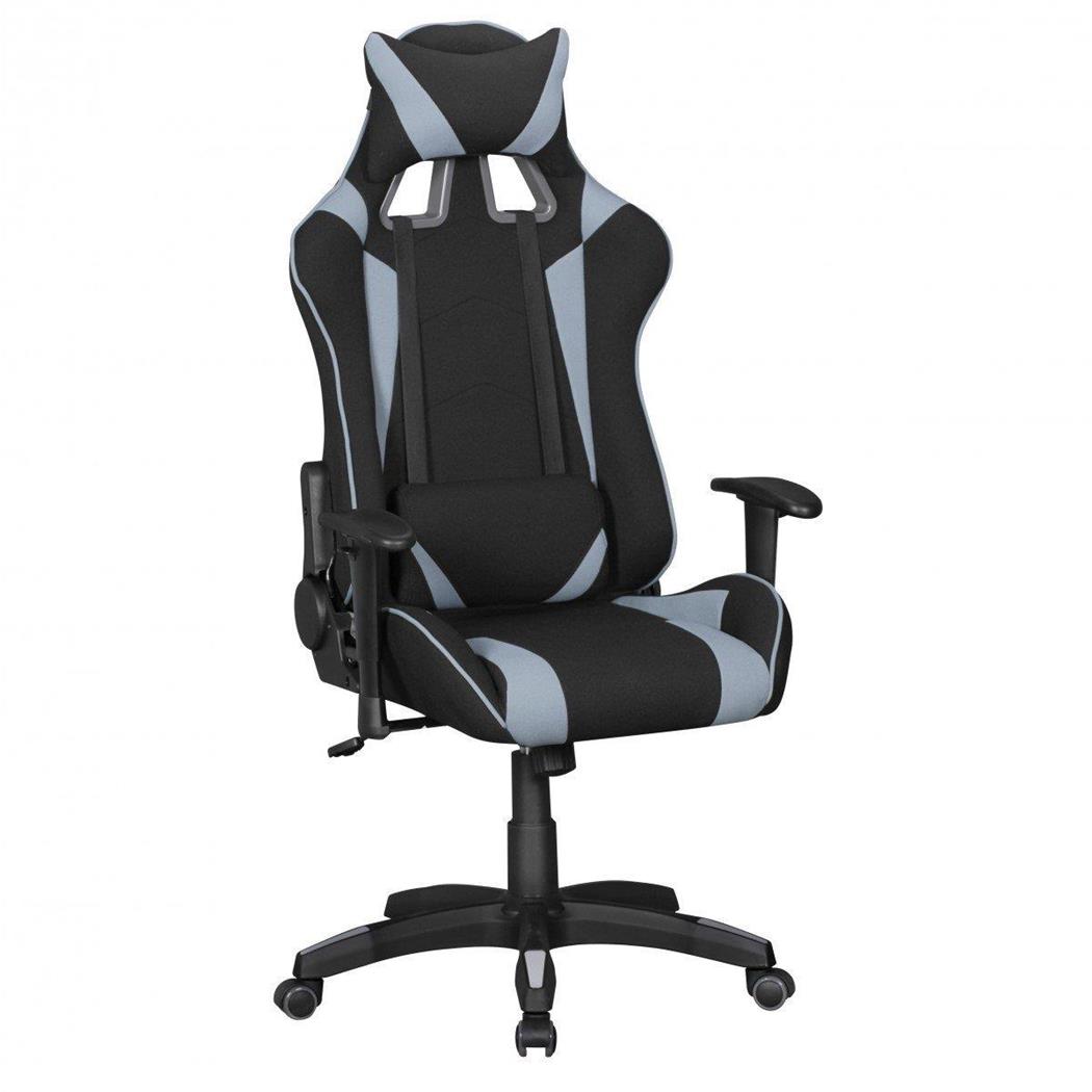 Gaming-Stuhl ORBY STOFF, neigbare Rückenlehne, Lordosekissen, Farbe Schwarz / Grau