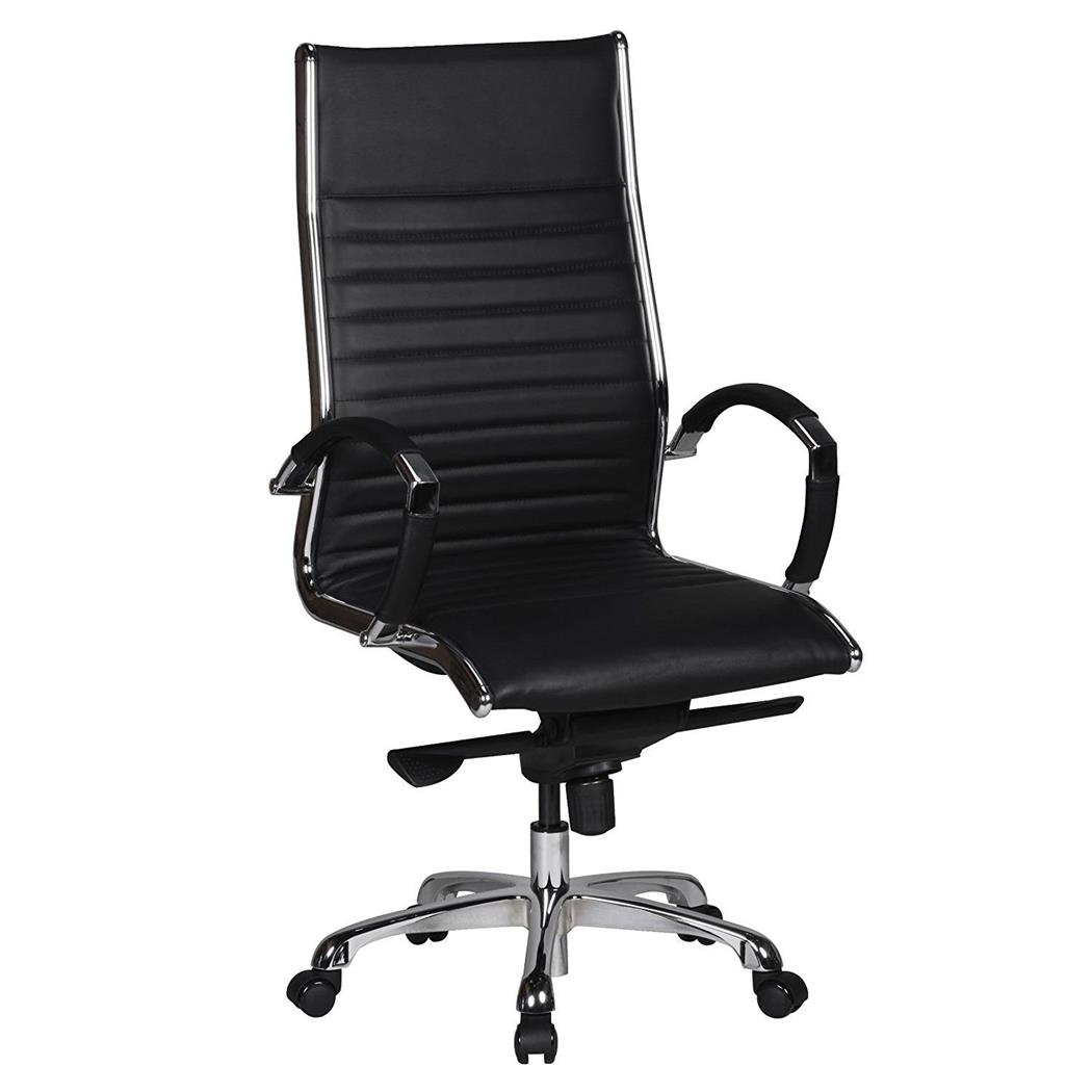 Bürosessel BAYERN, Chromgestell, sehr elegant, Echtleder, Farbe Schwarz