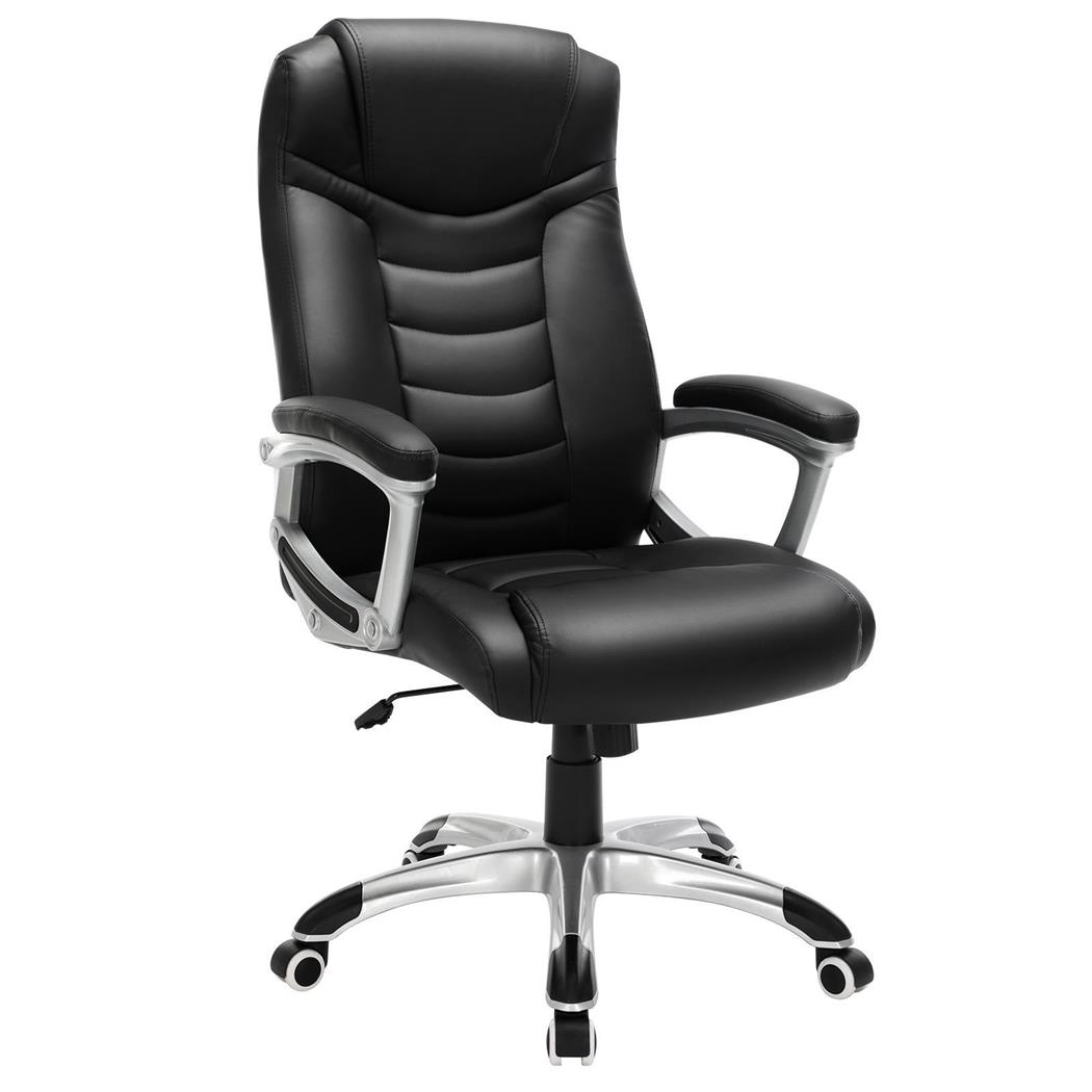 Bürostuhl ASLAN, dicke Polsterung, elegante Naht, Lederbezug, Farbe Schwarz
