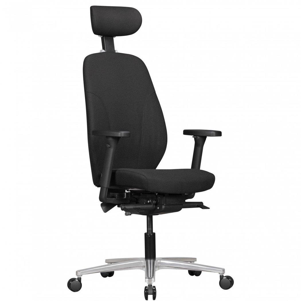 Ergonomischer Bürostuhl SHARK, vielseitig verstellbar, für die 8h-Nutzung, Stoffbezug, Farbe Schwarz