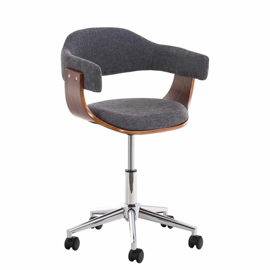 Designerstuhl LABRA STOFF mit Nussbaumholz, dicke Polsterung, Metallfußkreuz, Farbe Grau