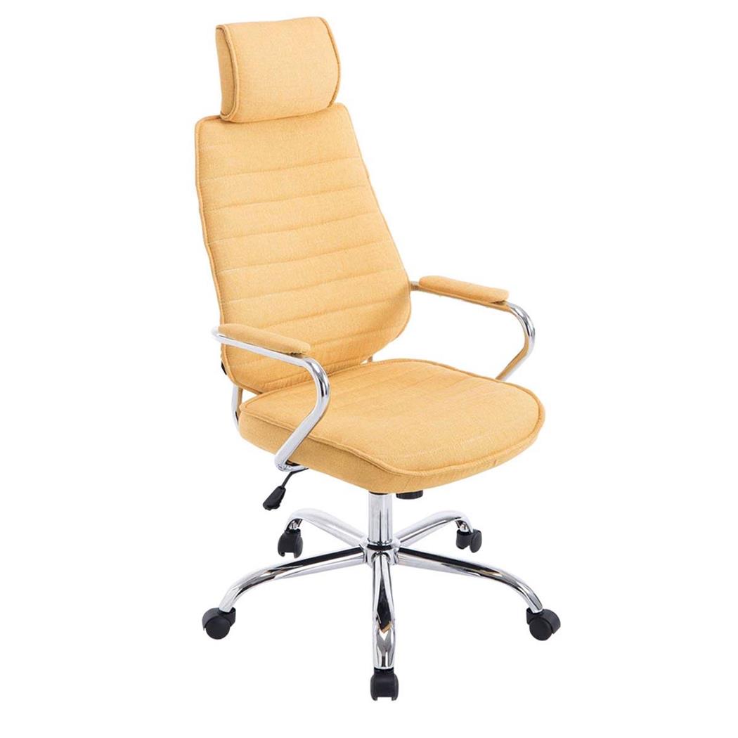 Chefsessel RENO STOFF, Metallstruktur, hohe Rückenlehne, Stoffbezug, Farbe Gelb