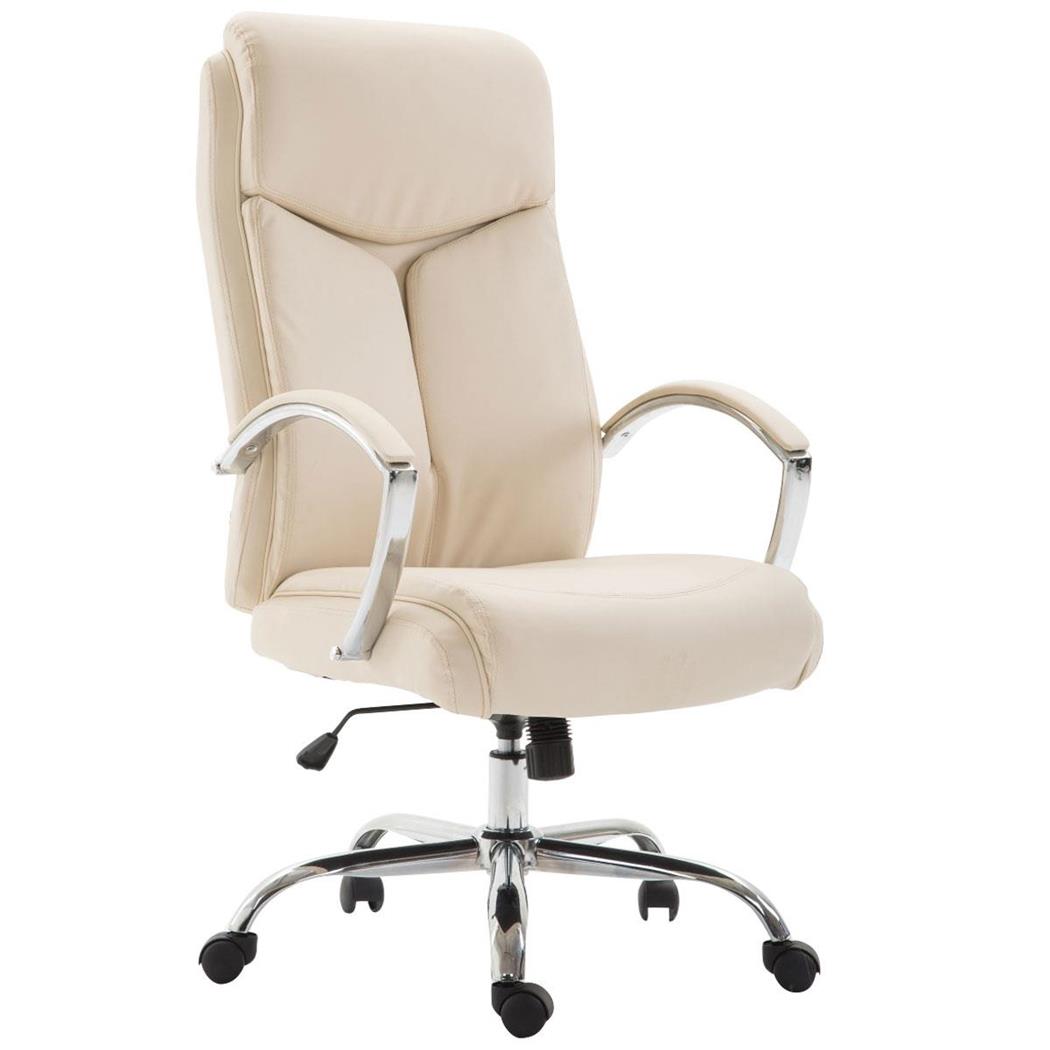Bürosessel BAUDY LEDER, Metallfußkreuz, dicke Polsterung, Farbe Beige