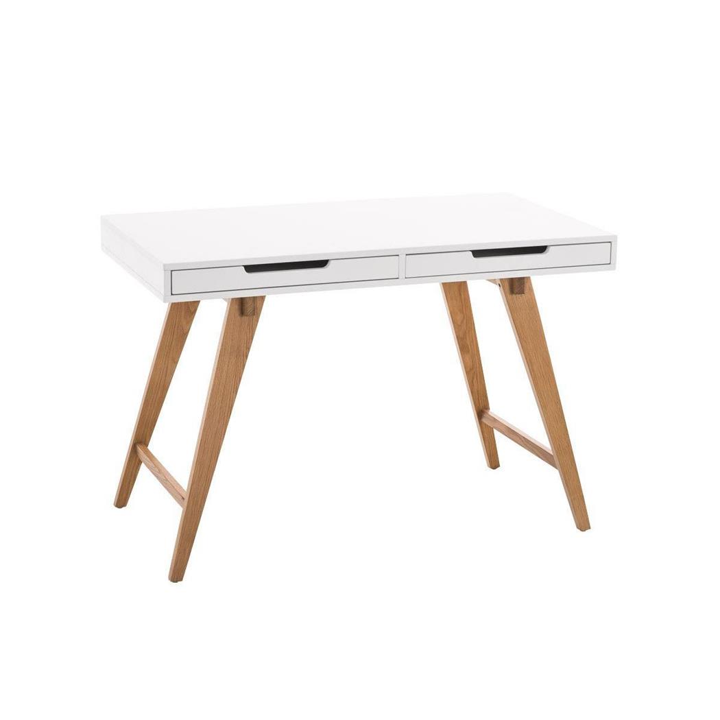 Computertisch STOCKHOLM, skandinavisches Design, Abmessungen 110 x 60 x 75, aus Holz, Farbe Weiß und Eiche