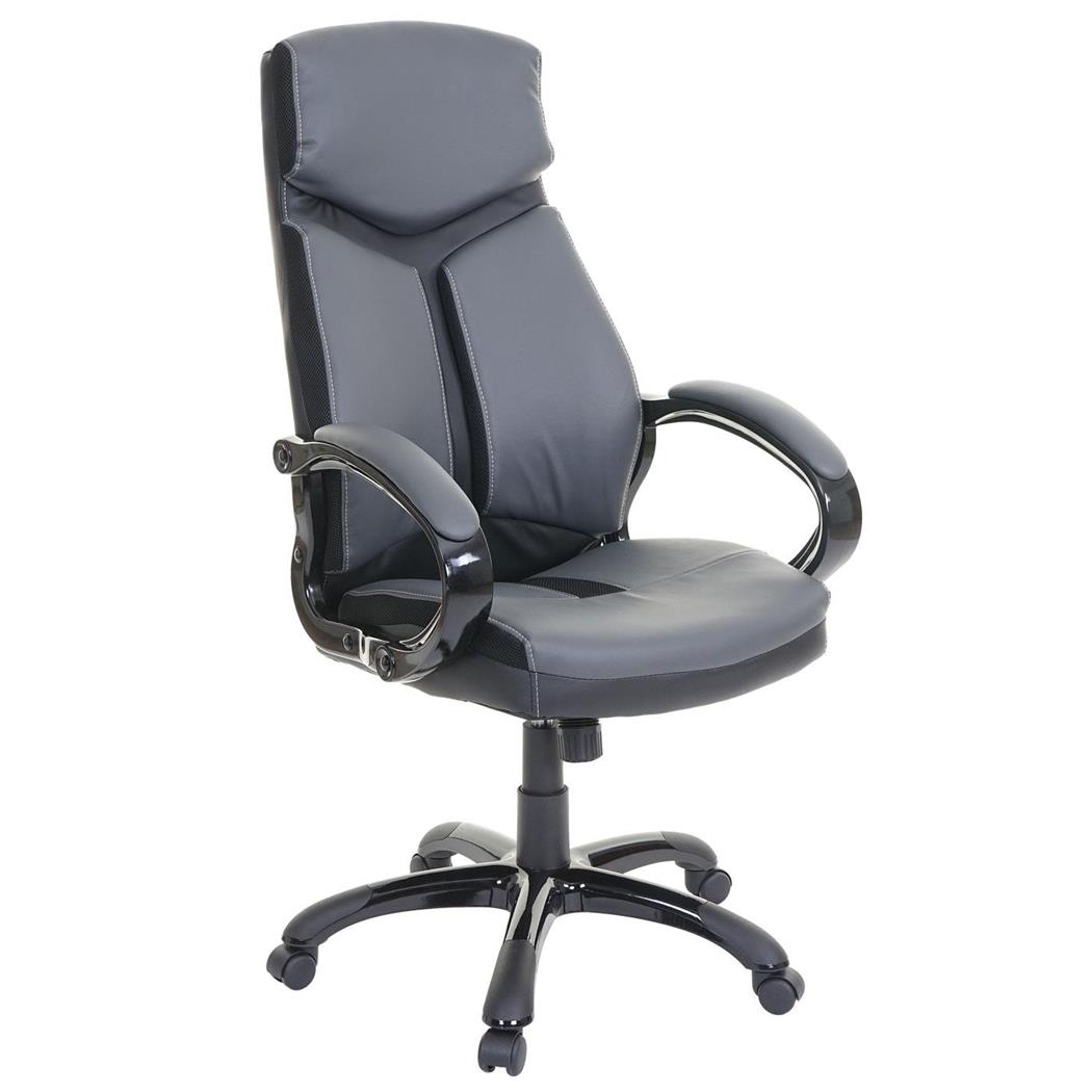Ergonomischer Bürostuhl ODIN, modernes Design, in Leder und Stoff, Farbe Grau