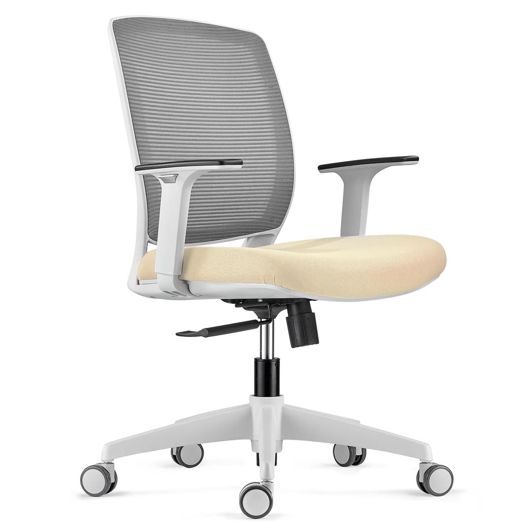 Bürostuhl MISURI GREY, verstellbare Armlehnen, mit atmungsaktivem Netzbezug, Farbe Grau / Beige