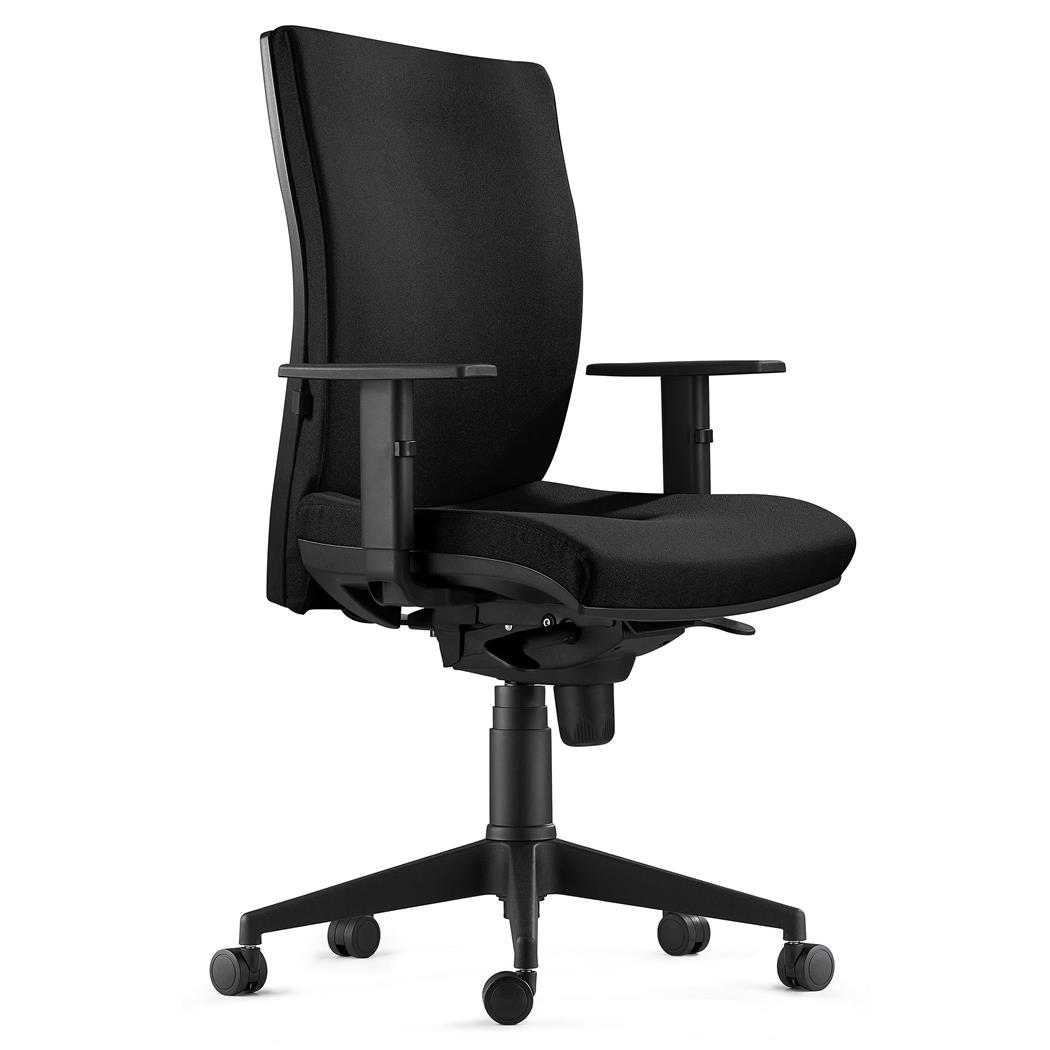 Ergonomischer Bürostuhl KEVIN, Lordosenstütze, Stoffbezug, Farbe Schwarz