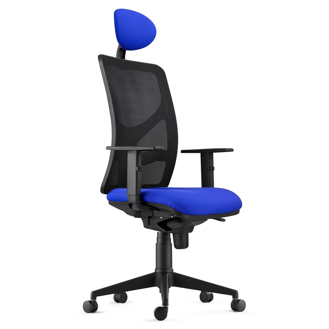 Bürostuhl BAIKAL STOFF, verstellbare Armlehnen, Lordosenstütze, Farbe Blau
