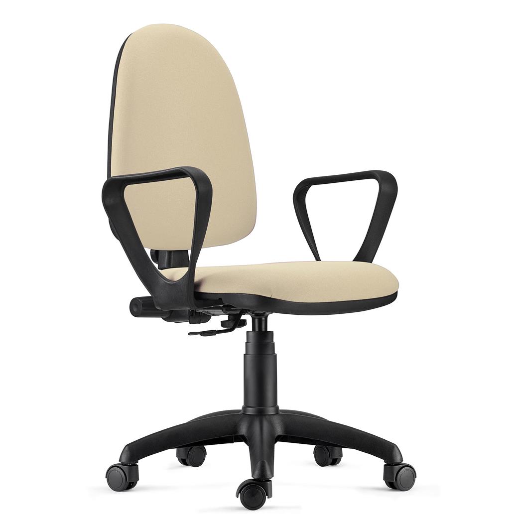 Bürodrehstuhl ANDREA, robust und vielseitig, Stoffbezug, verstellbare Rückenlehne, Armlehnen, Farbe Beige