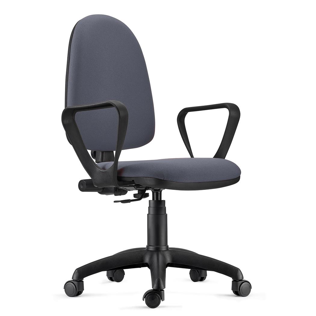 Bürodrehstuhl ANDREA, robust und vielseitig, Stoffbezug, verstellbare Rückenlehne, Armlehnen, Farbe Grau