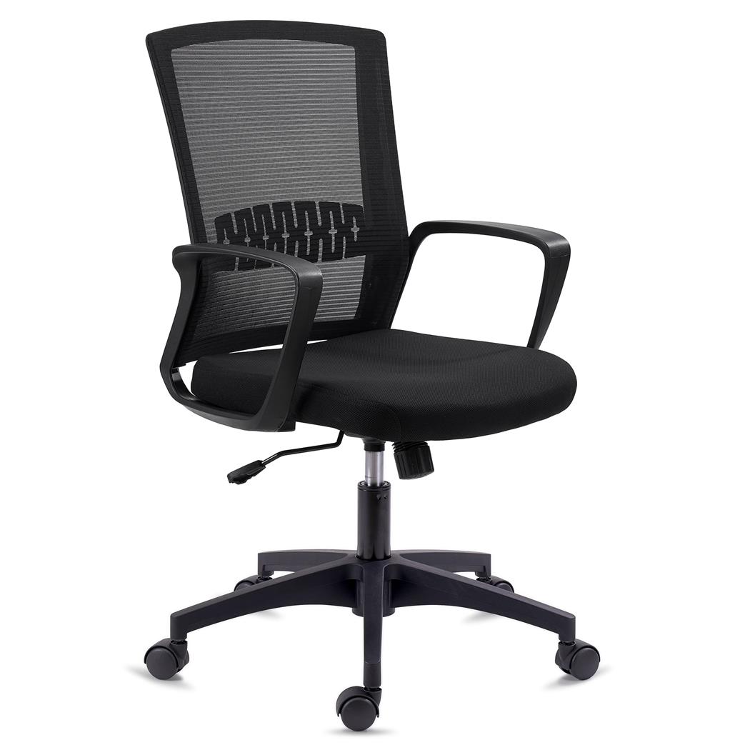 Bürostuhl IBIZA, bequem und robust, Lordosenstütze, Wippfunktion, Farbe Schwarz