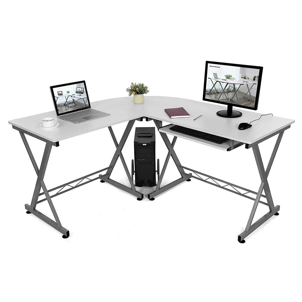 Computertisch EASY LINE , 150x138x75 cm, Struktur aus Metall und Holz, Farbe Weiß