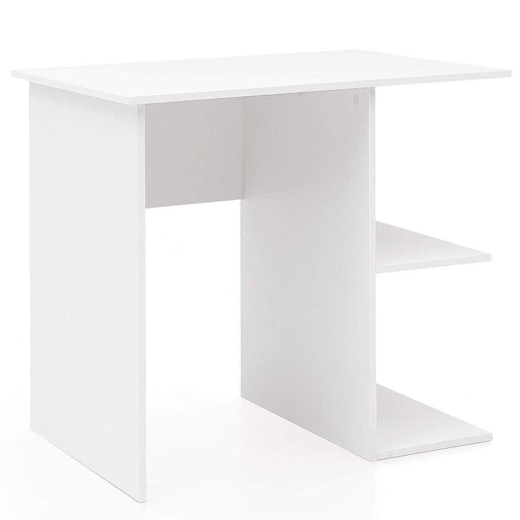 Computertisch MÜNSTER, 82 x 60 x 76 cm, mit Regalen, aus Holz, Farbe Weiß