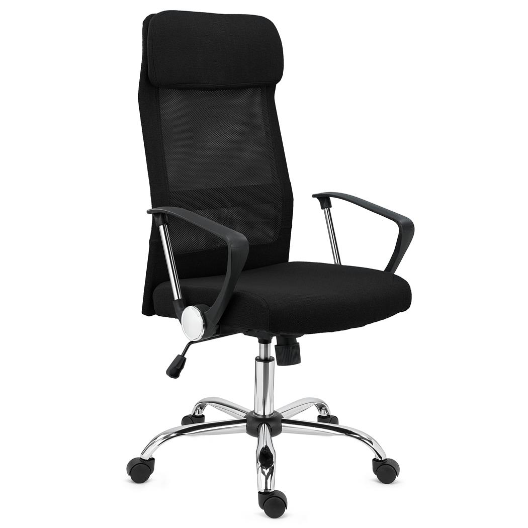 Bürostuhl KAIRO, gepolsterte Kopfstütze, exklusives Metallgestell, Farbe Schwarz