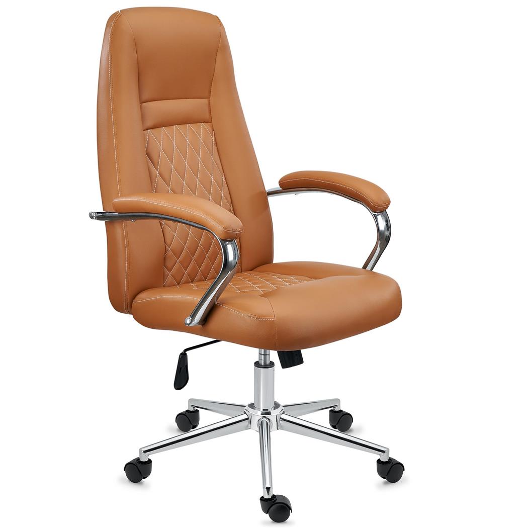 Chefsessel ISTANBUL, exklusives Design mit Lederbezug und Ziernähten, Stahlstruktur, Farbe Hellbraun