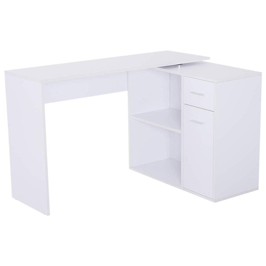 Bürotisch KÖNIGSBERG, mit Regal und Schubladen, Holz, Farbe Weiß