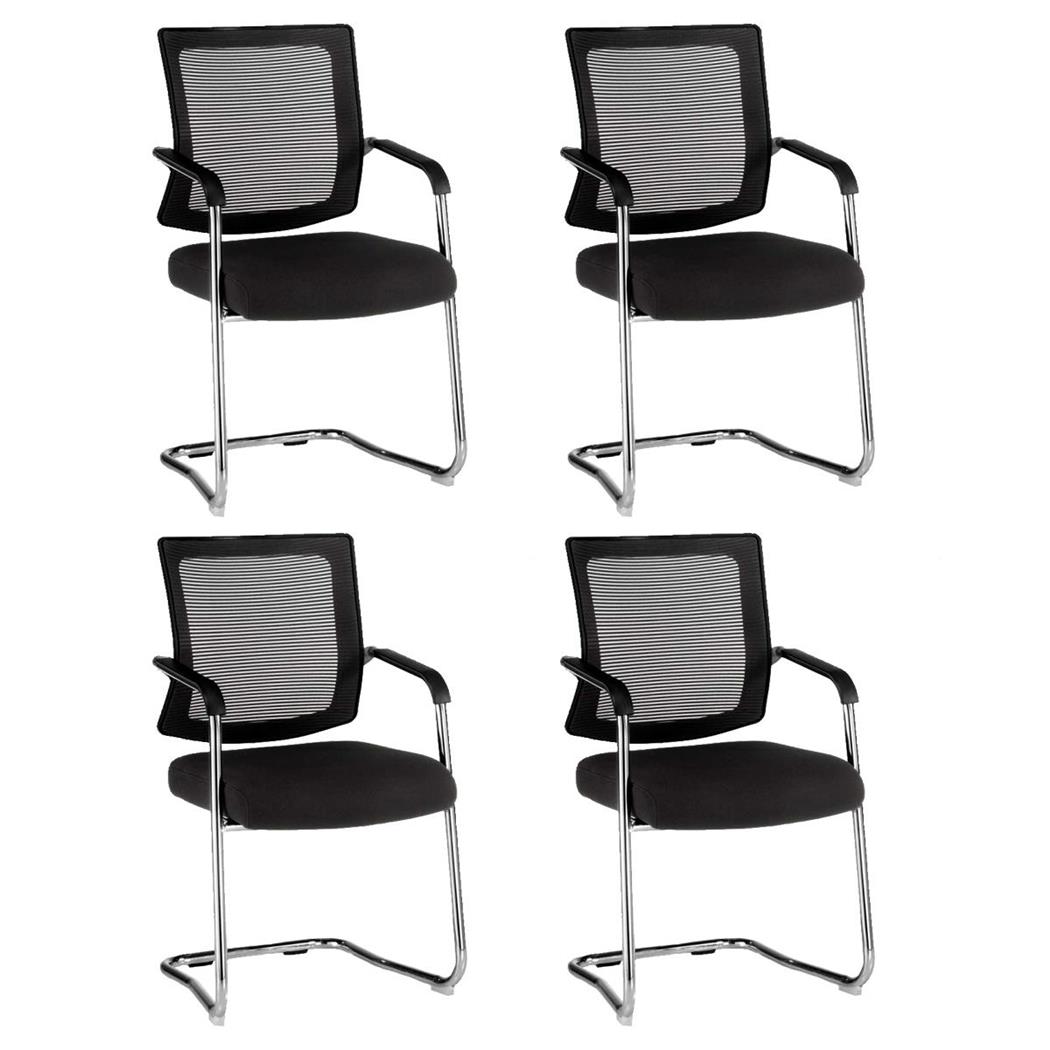 Im 4er-Set: Konferenzstuhl WISTER, Freischwinger, Metallgestell, Top-Qualität, Farbe Schwarz