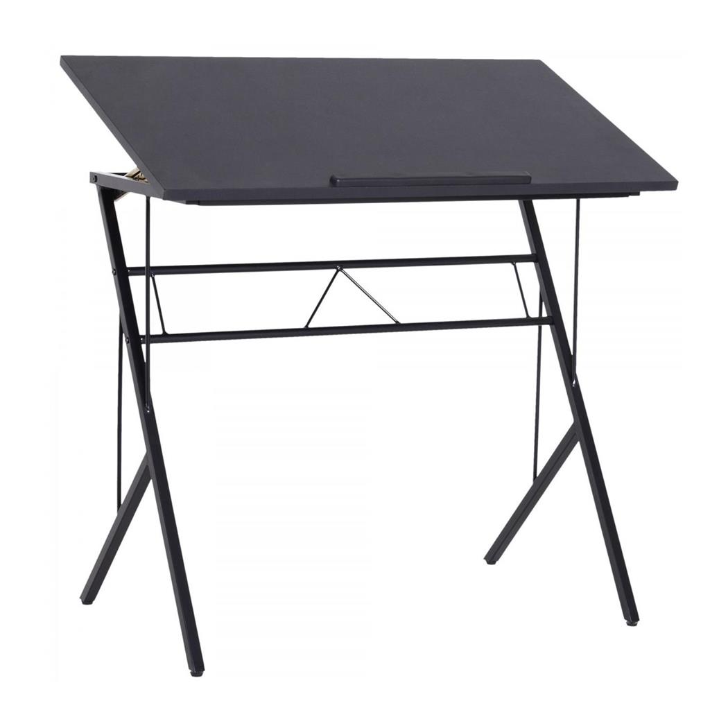Winkeltisch BEKIR, 90 x 50 x 76-91 cm, Metall und Holz, Farbe Schwarz